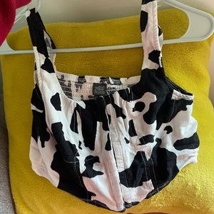 XS Wild Fable Cow Corset-Style Crop Top